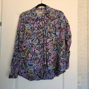 Wrangler Women's Paisley Button Down Shirt Size L Euc